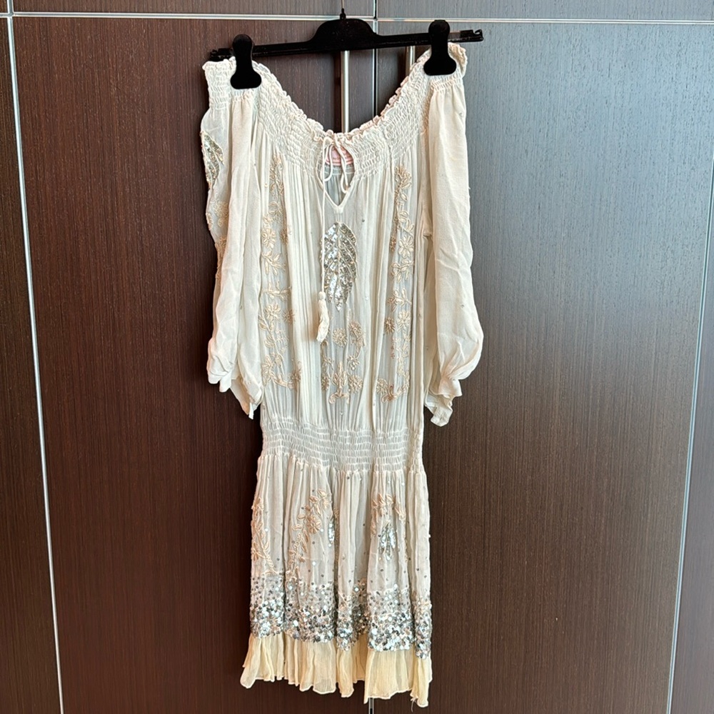 Strapless & sequin beach Pareo